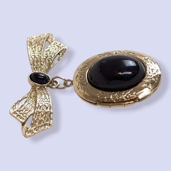 (2/$20) Vintage Bow Locket Brooch - Picture 2 of 7